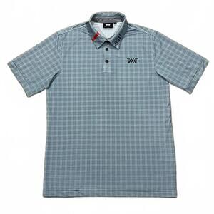 PXG Parsons Extreme Golf Mens Polo Shirt Blue Plaid Size Small